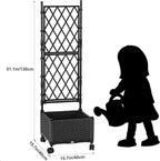 Planter with Trellis Raised Garden Beds, Trellis Planter Box Outdoor Self-Watering for Gardening, Climbing Vegetables, Flowers, Balcony Backyard Patio, Black,1PC