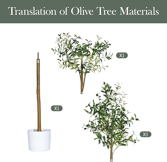 Olive Tree 6FT Fake Tree Faux Plants Indoor with Pot Artificial Tree Nearly Natural Olive Branches and Fruits for Living Room Home Office Decorations