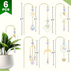 Crystal Suncatcher, 6 Pack Garden Suncatchers Small Trellis for Potted Plants Indoor Plant Trellis Sun Catchers Decoration for Garden Home Window