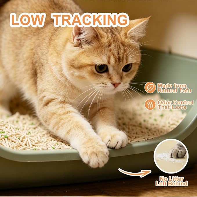 Tofu Cat Litter – Natural Plant-Based & Flushable Unscented Kitty Litter, Low Dust & Low Tracking, Superior Odor Control, Ideal for Multi-Cat Homes, Creamy Scented, 5.5 lb