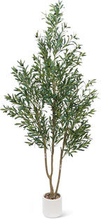 Olive Tree 8FT Fake Tree Faux Plants Indoor with Pot Artificial Tree Nearly Natural Olive Branches and Fruits for Living Room Home Office Decorations