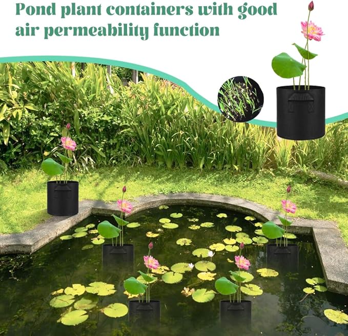 6 Pcs Lily Plant Pots for Pond, 1 Gallon Aquatic Pond Planter, Breathe Reusable Grow Bags with Handles for Aquatic Plants, Water Lily, Lotus, Potato,Onion,Flowers