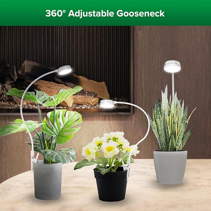SANSI 3-Pack Pot Clip Grow Lights for Indoor Plants, Full Spectrum Dimmable Plant Light with Timer, ETL Listed