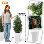 Aveyas 4ft Artificial Cedar Topiary Trees, 4 Feet Faux Potted Plants Evergreen Fake Pine Cypress Tree for Outdoor Porch Home Outside Door Decor (4 ft Tall Including Raised Pot) - Set of 2 Pack