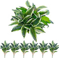 6PCS Artificial Tropical Green Plants – 15.75" Fake Hostas Outdoor Artificial Plants, UV Resistant, Faux Green Leaf Stems for Porch, Patio, Balcony, Garden Planter or Indoor Décor