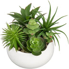 Fake Plants Artificial Succulents in Pots Faux Succulent Arrangement Potted Plant in White Ceramic Planter Bowl for Home Decor Office Desk Bathroom Shelf Living Room Indoor Decorations