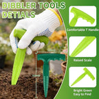 17Pcs Seed Planter Tool with 5-Hole Seed Dispenser & 6.9" Dibber & Succulent Tools Set, Plastic Planting Tools for Sowing, Bulbs, Seedlings-Includes Planting Labels