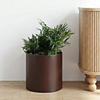 Metal Plant Pot with Drainage Hole,Mid Century Modern 7 inch Round Pot Indoor Outdoor Planters Gift for Decorative Pots of Tabletop Living Room Bedroom Coffee