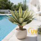 Artificial Agave Plant Outdoor 28” Tall, Large UV Resistant Fake Agave Plants with 23 Pre-Dusted Leaves, Faux Succulents Plant for Home Front Porch Patio Garden Yard Indoor Decor 2Pack