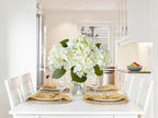 4 Pcs Real Touch White Hydrangeas Artificial Flowers 20'' Long Stem Faux Hydrangeas for Porch Party Wedding Baby Shower Home Decor Kitchen Table Centerpiece
