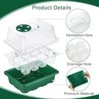 Hahood 6 Pack Seed Starter Tray Kit with Grow Light and Seedling Heat Mat 72 Cells Seed Starter Tray with Humidity Dome and Base Plastic Plant Growing Germination Trays for Seed Propagation, Green