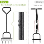 Dolibest Lawn Coring Aerator, Manual Lawn Aerator, 4 Stainless Steel Corer Plug Aerator with Triangular Handle, Pre-Assembled Manual Grass Aerating Tool & Storage Tray for Improving Lawn Health