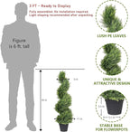 THE BLOOM TIMES 3ft Artificial Topiary Trees Set of 2, 36 inch Faux Cedar Cypress Spiral Topiary Trees Outdoor - Fake Plants for Garden Front Porch Indoor Outside Planter Decor 3 Foot