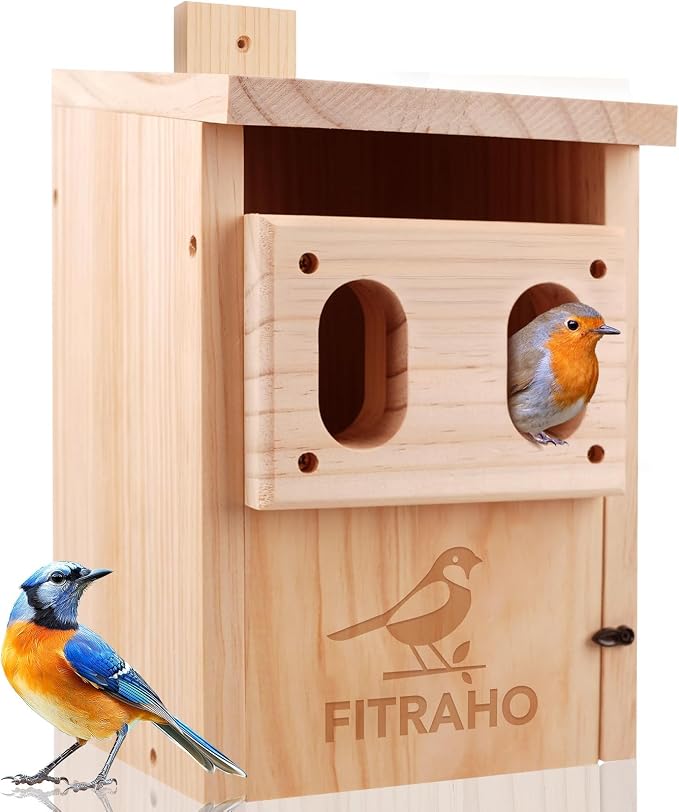 Bird Houses for Outside, Durable Birdhouse with Dual Entrances, Weatherproof & Perfect for Bluebirds, Wrens, Finches & Swallows(Assembly Required)