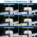 Peasur 4x4 Solar Post Cap Lights Outdoor with 3 Modes, 12 Packs White Fence Light Solar Powered Waterproof for Wood/Vinyl Posts for Deck Yard Garden Patio Outside