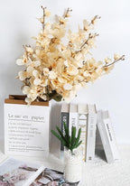 6PCS Champagne Delphinium Artificial Flower Lifelike Faux Larkspur Silk Flowers Plant 35.43'' Long Stem Blossoms Flowers for Tall Vase Floral Arrangements Home Table Wedding Decor(Champagne)