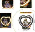 Solar Owl Garden Statue, Outdoor Waterproof Handmade Resin Statue Solar LED Lights, Warm Owl Family Decoration, Suitable for Roads, Yards, lawns