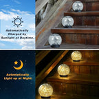 SyouHome Solar Garden Lights Outdoor Waterproof, 4 Pack 30 LEDs Cracked Glass Ball Light, Ground Landscape Garden Decor, Solar Globe Decorative for Pathway/Patio/Lawn/Yard