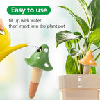 Self Watering Spikes Mushroom Shaped Plant Watering Globes Irrigation Terracotta Watering Device Garden Waterer for Indoor Outdoor Plant 4 Packs