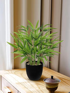 GnFlus Artificial Bamboo in Black Potted Fake Bamboo Plant-Faux Tree in Pot for Farmhouse Home Living Room Desk Indoor Outdoor Shelf Office Decor