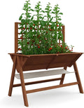GarveeLife 52x30x54 Inch Tall Elevated Garden Bed with Legs, Standing Raised Planter Box with Climbing Trellis for Vegetables Flowers Herbs, Outdoor Wooden Standing Garden Bed-Brown