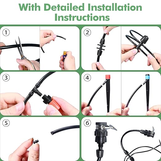 ASEVAT Drip Irrigation System Kit, 26FT+197FT Garden Watering System with Hose Distribution Tubing Drip Emitters Connectors,Automatic Drip Irrigation Kit for Plant,Greenhouse, Yard,Lawn,Patio
