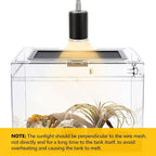 HELIME Reptile Polycarbonate Terrarium Kit 7 Piece Starter Habitat for Tarantula,Lizards,Frogs,Geckos,or Hermit Crabs,Tank with Escape-Proof Locking Lid,Light,Hygrometer,Hide,Tweezer,Bowl,Sprayer L