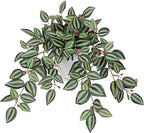 Briful Artificial Potted Plants Indoor - 18.5'' Small Faux Trailing House Plant with Cascading Vines Lifelike Fake Plants in White Plastic Pot for Shelf Desk Bathroom Home & Office Decor