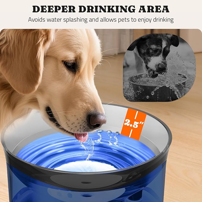 Pawtners Dog Water Fountain with Vortex Filter,1 Gal/3.5L Elevated Dog Water Bowl for Large Dogs Inside,Automatic Pet Fountain, Deep Drinking Area and Quiet Pump,10" H