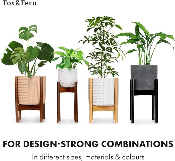 Fox & Fern Plant Pot, Large Plant Pots for Indoor & Outdoor, UV & Frost Resistant Plant Vase with Drainage Plug, Fiberstone, Large Indoor Pots for Plants & Flowers, House Indoor Plant Pot, Single Pot