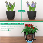 ZMTECH 10 Inch Plant Pots Set of 2 Planters for Indoor Plants Self Watering Pots Flower Pots with Drainage Holes and Saucer for Outdoor Plants(Black)