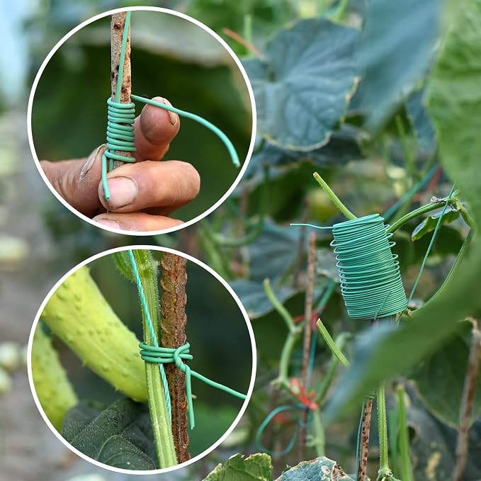 TELENT OUTDOORS 118 Feet Soft Plant Tie Green Twist Garden Ties with 20PCS Plant Clips for Plants Gardening Home Office Organization TPR Garden Ties Supplies with 2mm Diameter