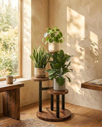 Bamworld Corner Plant Stand Indoor Metal Wood Plant Shelf Outdoor Tall Plant Stands Plant Tables Indoor Plant Rack 4 Tier Plant Stand Garden Accessories for Living Room Balcony Patio