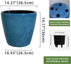 Dexceder 15x14 Self Watering Planter with Wheels (Peacock Blue Gradient) | Inner Pot Design, Thickened Large Floor Standing Flower Plant Pot with Water Level Indicator Indoor Outdoor