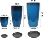 24/21/11 Inch Tall Planter Pots Garden Plastic Planters - Set of 3 for Indoor & Outdoor Use - Decorative Lightweight Flower Pots