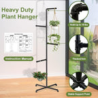 Hanging Plant Stand, Plant Hanger Indoor, Corner Hanging Plant Stand, Black Metal Holder for Bedroom, Living Room, Garden, Balcony (large)