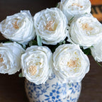 DUYONE White 4pcs Fake Flowers for Decoration Home Decor Artificial Flowers Austin Rose Peony Latex Fake Flower Living Room Decoration Vivid Pink Roses Peonies(White 4pcs)