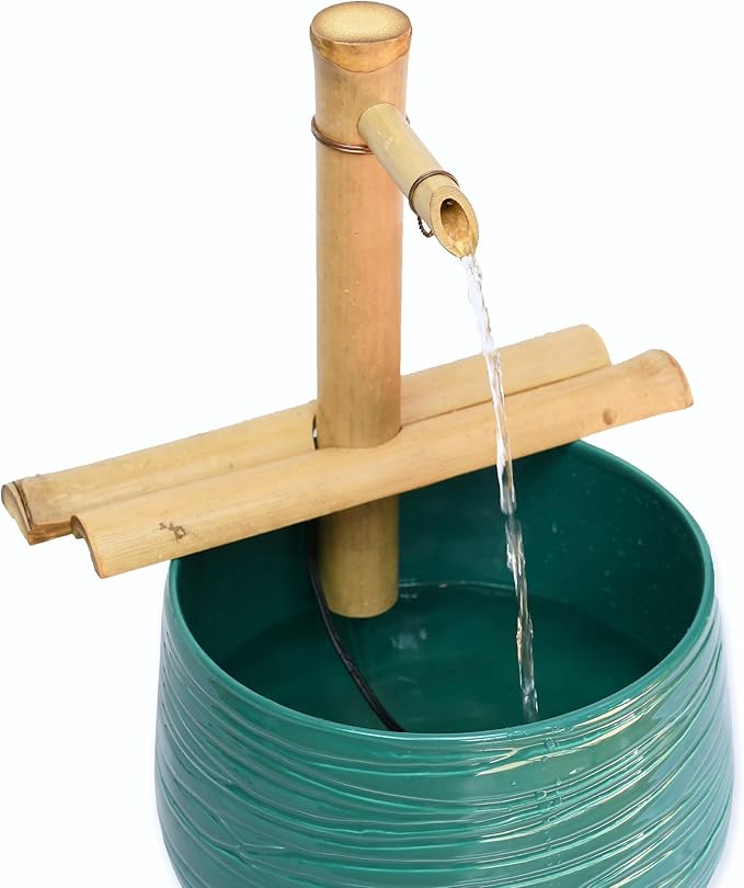 Bamboo Accents 12" Adjustable Bamboo Fountain Kit with Pump – Classic Zen Water Feature for Bowls, Basins, Water Gardens & Patio Decor, Indoor/Outdoor (Container Not Included)