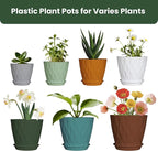 7/6.5/6/5.5/5/4.5/4 inch Plastic Plant Pots, 7 Pack Flower Planter for Indoor Outdoor Plant, Planters with Drainage Holes and Trays (Colorful)