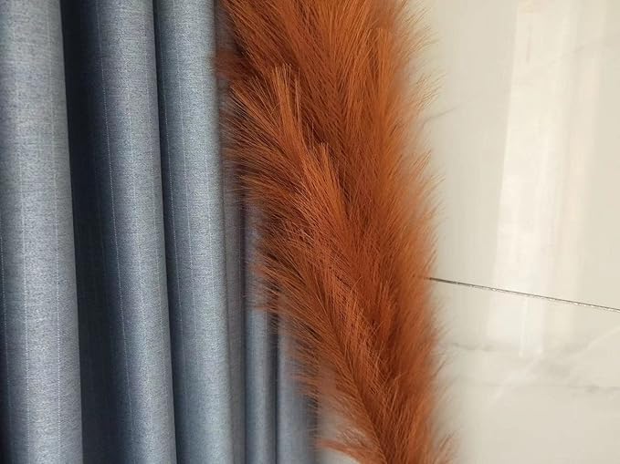 Premium Faux Burnt Orange Pampas Grass – 43.3″ Tall Fluffy Decor, No Assembly 18-Branch One-Piece Stems, Luxury Silk-Feel Feather Flowers for Boho Wedding Home Decor (Faux Burnt Orange, 8pcs 110cm)