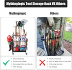 Mythinglogic Garden Tool Organizer for Garage, Yard Tool Rack with Wheels, Garage Organizers and Storage Holder for Yard Tools (Deluxe Tower)