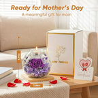 Preserved Real Rose in Glass with Scented Candles for Mom Her Wife Girlfriend Grandma Birthday Anniversary Romantic