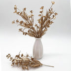 PASYOU Gold Fake Flowers Artificial Shrubs for Christmas Decor, Plastic Plants Faux Leaves Stems Grass Foliage Home Wreath Ornaments Party Hotel Wedding Event Gift DIY Tree Decoration Golden 10 Pack