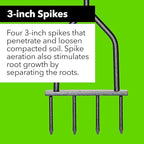 Yard Butler IM-7C Spike Grass Aerator - Lawn Care Tool for Aerating - Long-Handled - Power-Coated Steel Construction - Comfortable Cushioned Handles Garden Tool - Easy to Use
