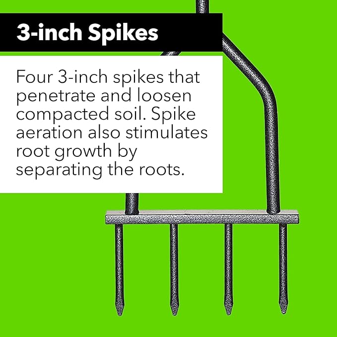 Yard Butler IM-7C Spike Grass Aerator - Lawn Care Tool for Aerating - Long-Handled - Power-Coated Steel Construction - Comfortable Cushioned Handles Garden Tool - Easy to Use
