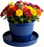 Yukfona Ceramic Plant Saucer Pot Tray 6, 8, 10 Inch Blue, Planter Saucers for Indoors Outdoor, Durable Sturdy Flower Drainage drip Water Tray for Glazed Pots Base