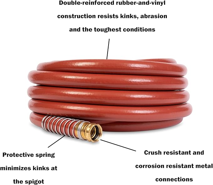 Gilmour Pro Commercial 3/4" x 50' Heavy Duty Water Hose, Durable and Kink Resistant 50 ft Garden Hose