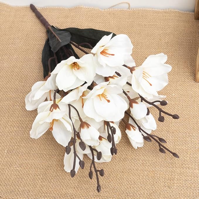 Silk Artificial Orchid Flowers Autumn Butterfly Fake Flower Wedding Home Christmas Decoration Living Room Plants Bouquet White,White