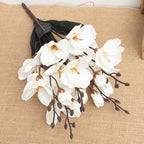 Silk Artificial Orchid Flowers Autumn Butterfly Fake Flower Wedding Home Christmas Decoration Living Room Plants Bouquet White,White