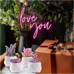 CADNLY Fake Succulent Plant Set - Artificial Desk Plants for Women Desk - Realistic Faux Succulents in Ceramic Pots - Mini Purple Decor for Bedroom Bathroom Office Shelf 4 Pack